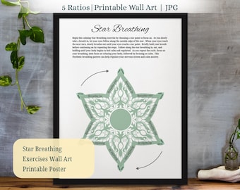 Star Breathing Exercise Poster: Calming Mindfulness Wall Art (Digital Download