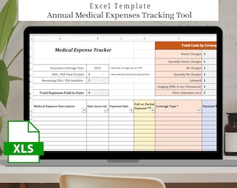 Medical Expense Tracker Excel Template: HSA/FSA, Insurance Budget (Digital Download)