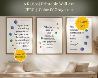 Motivational Quote Prints: Change Mindset Art, Office Decor (Set of 3, Digital Download