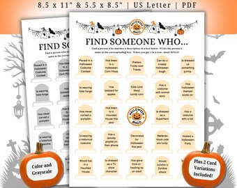 Halloween Bingo Icebreaker Game: Find Someone Who - Printable Party Activity (PDF Download)