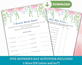 Mother's Day Game Bundle: Trivia, Scramble, & More (Digital Download)