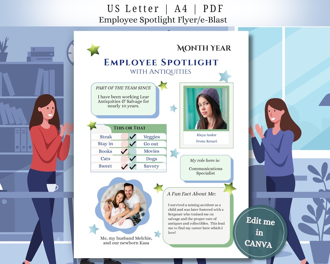 Employee Spotlight Canva Template Staff Recognition, Team Building