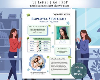 Employee Spotlight Canva Template: Staff Recognition, Team Building (Digital Download)