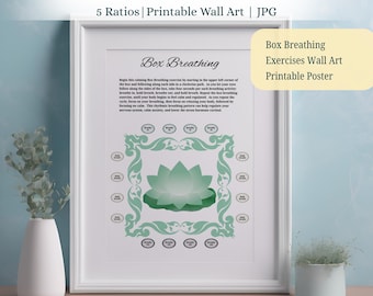 Box Breathing Exercise Print: Calming Anxiety Relief Poster (Digital Download)
