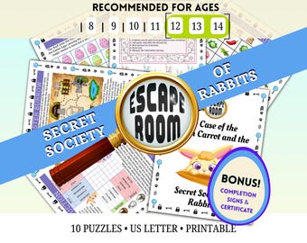 Easter Escape Room for Tweens: Bunny Rabbit Printable Puzzle Kit (Ages 12-14)