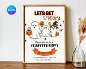 Halloween Party Invitation Digital Halloween Invitation Template Invite Lets Get Spooky Ghost Party Trick or Treat Canva Template