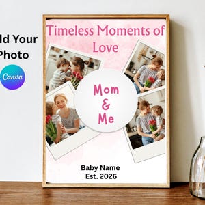 Mom & Me Photo Collage Template, Baby Memory Keepsake, Editable Canva Template, New Mom Gift, Mother Baby Photo Frame, Nursery Wall Art