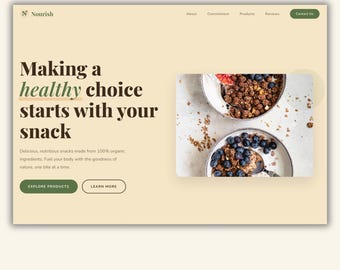 Organic Food Shop Website Template — Warm Beige HTML CSS for Healthy Snack Brands, Vegan Shops and Eco Businesses