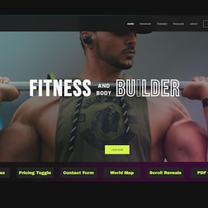 Fitness Website Template — Dark Neon HTML CSS for Gyms, Personal Trainers and Fitness Coaches with Pricing