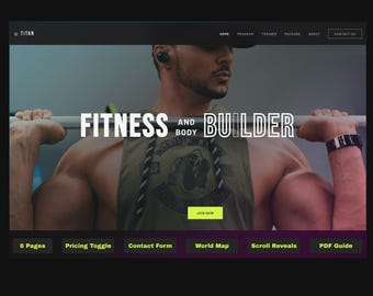 Fitness Website Template — Dark Neon HTML CSS for Gyms, Personal Trainers and Fitness Coaches with Pricing