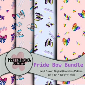 BUNDLE * Gay LGBT Pride Flagge Schleife Nahtloses Muster 300 DPI Sofortiger Download Digitale Papiere Vinyl Sublimation Stoffoberfläche Designdatei