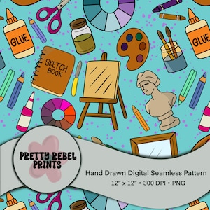 Kunstklasse Zurück in der Schule Musterdesign 300 DPI Sofortiger Download Lehrer Geschenk Tasse Decke Vinyl Sublimation Skulptur Farbe Buntstift