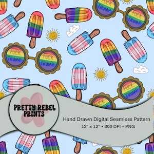 Subtile Ficken Trump Gay Trans Pride Monat Regenbogen Eis am Stil Nahtlose Muster 300 DPI Sofortiger Download Vinyl Sublimation Stoff Oberfläche Design