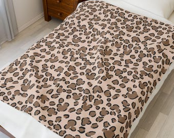 Mouse Inspired Leopard Print Velveteen Plush Blanket Hand Drawn Original Artwork Animal Print  DIsney Mouse Ears Mouse Head Animal Print