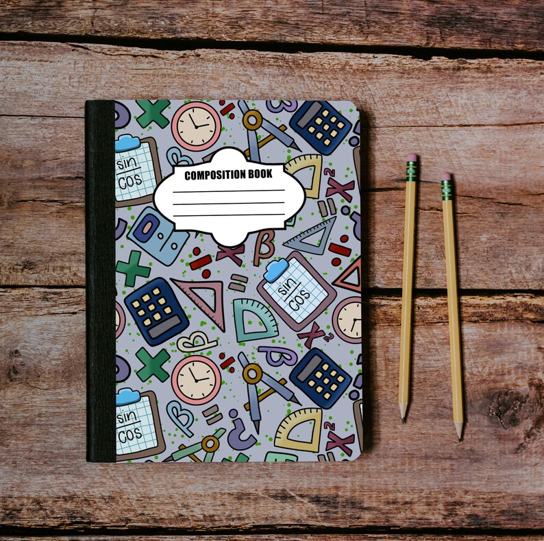 Compasition Notebook Back Printable Composition Notebook Cover PNG Back to School Personal Custom ...