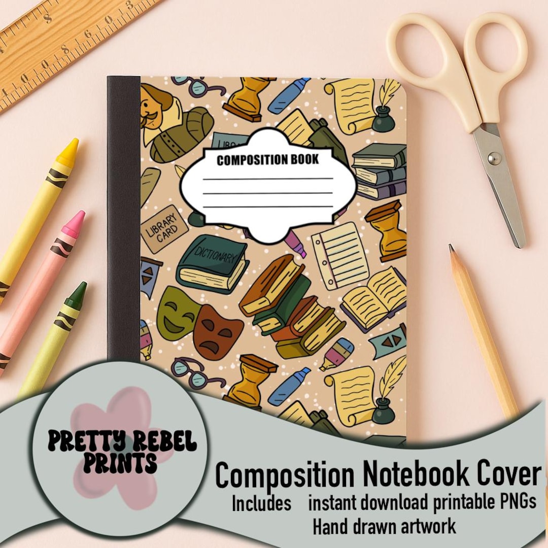 Printable Composition Notebook Cover PNG Back to School Personal Custom ...