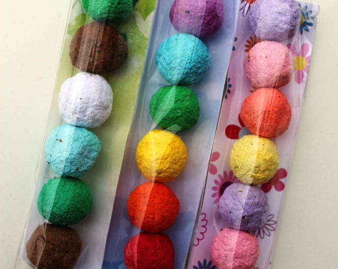 MADE TO ORDER- Wildflower Seed Bomb Favor in clear cello sleeve- 3 color combinations to choose from