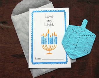 Love and Light -  SET OF 8 - Classroom Hanukkah Cards- choose from 15 shapes