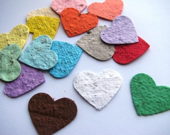 100 Plantable confetti hearts- choose from 16 colors - homemade paper mixed with wildflower seeds- ecofriendly- earth day