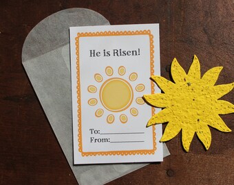 He is Risen -  SET OF 8 - includes color printed card, seed paper, and envelope