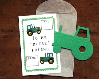 Tractor Valentines- SET OF 8 - includes color printed card, seed paper, and glassine envelope- choose from 16 seed paper colors