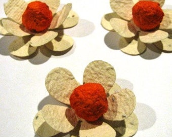 12 Plantable paper FLOWERS- homemade paper mixed with seeds- plant them and they grow flowers - wedding/shower favors