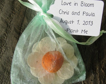 25 Plantable Flower Favors in Organza bags WITH personalized tags