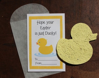 Hope your Easter is just Ducky! -  SET OF 8 - includes color printed card, seed paper, and envelope