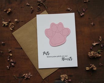 Pet Sympathy-Pets leave paw prints on our Heart - Choose from 4 shapes/16 seed paper colors