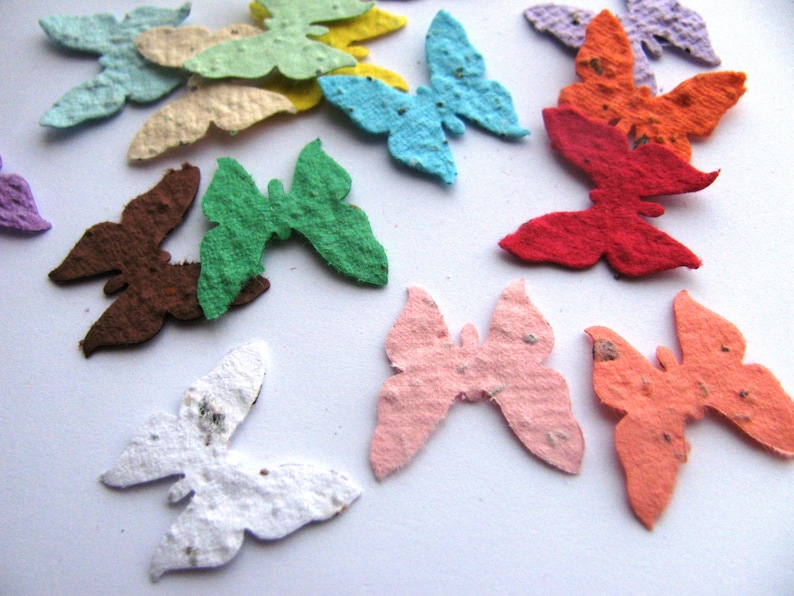 100 Plantable confetti BUTTERFLIES choose from 16 colors Wildflower blend image 1