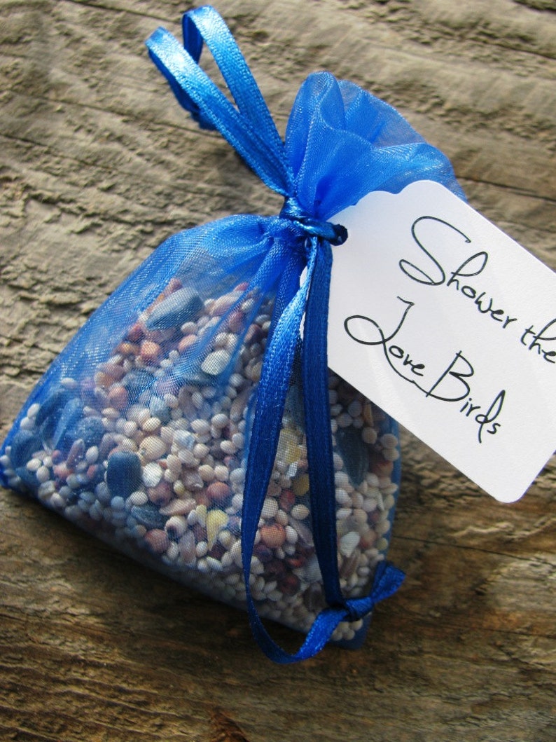 50 Bird Seed Filled Organza Bags With Personalized Tags Etsy