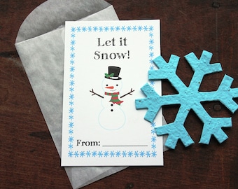 Let it Snow- SET OF 8 - Classroom Christmas Cards- choose from 15 shapes
