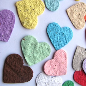 100 Plantable confetti hearts choose from 16 colors homemade paper mixed with wildflower seeds ecofriendly earth day image 2