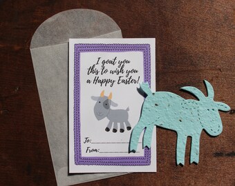 I goat you this to wish you Happy Easter -  SET OF 8 - includes color printed card, seed paper, and envelope