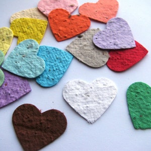 100 Plantable confetti hearts- choose from 16 colors - homemade paper mixed with wildflower seeds- ecofriendly- earth day