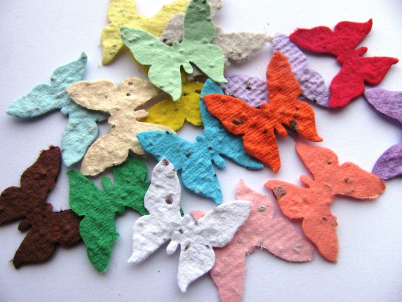 100 Plantable confetti BUTTERFLIES choose from 16 colors Wildflower blend image 2