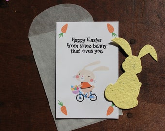 Happy Easter from some bunny that loves you -  SET OF 8 - includes color printed card, seed paper, and envelope