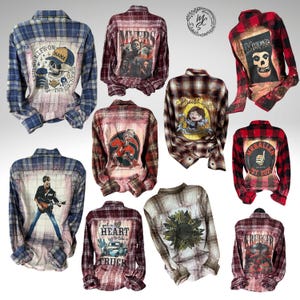 Custom Bleached Distressed Flannel Shirt: Unisex Vintage Style, Personalized Back image 7