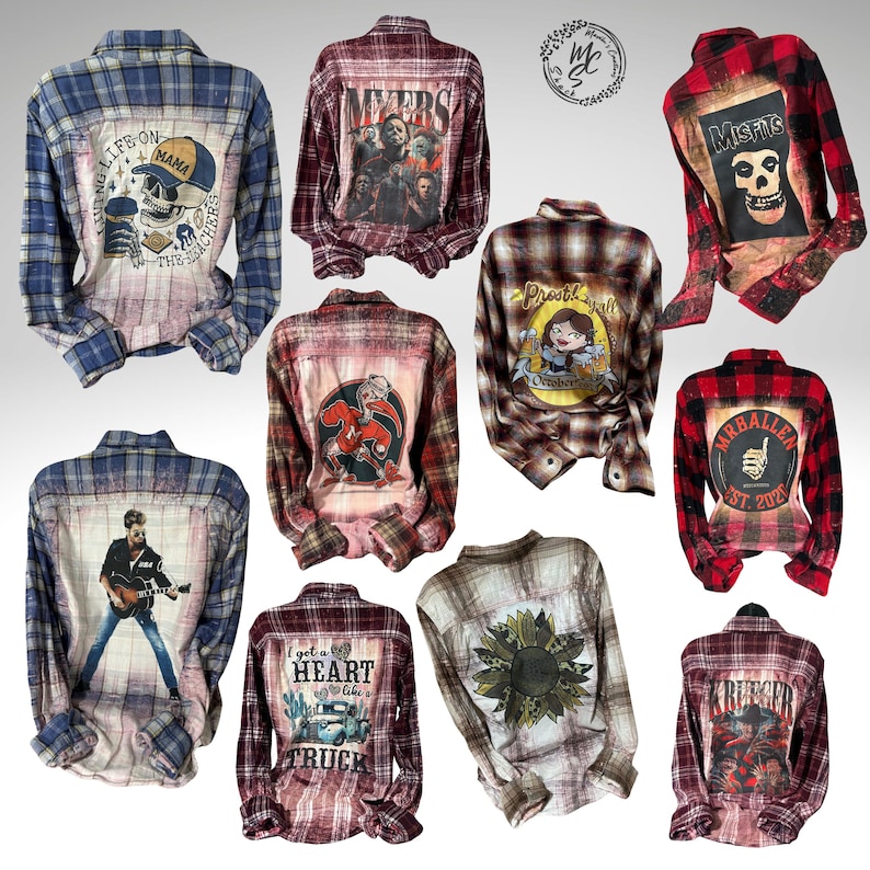 Custom Bleached Distressed Flannel Shirt: Unisex Vintage Style, Personalized Back image 7