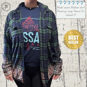 Custom Bleached Distressed Flannel Shirt: Unisex Vintage Style, Personalized Back image 13
