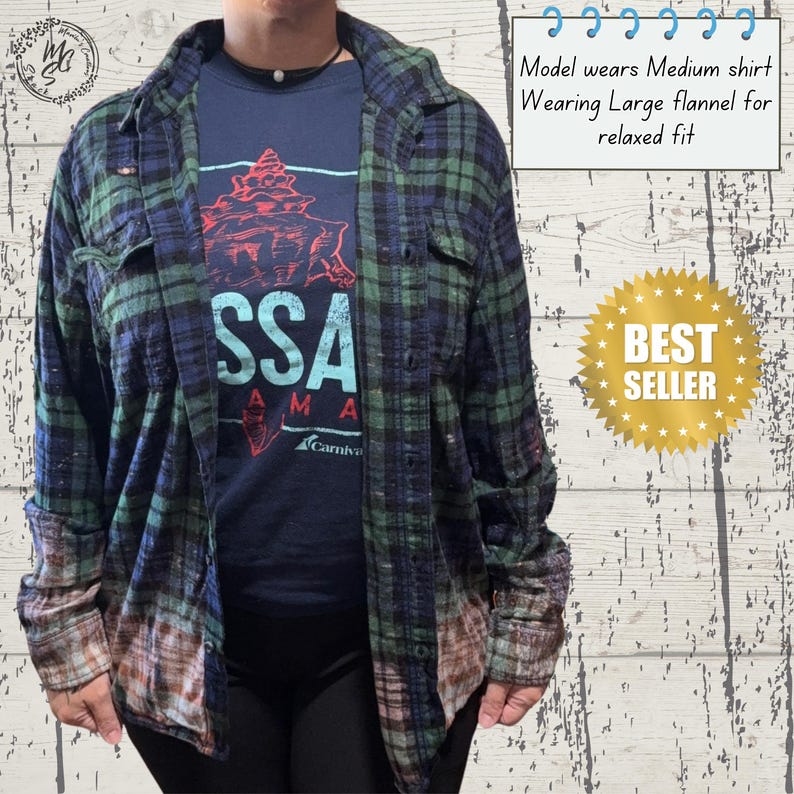 Custom Bleached Distressed Flannel Shirt: Unisex Vintage Style, Personalized Back image 13