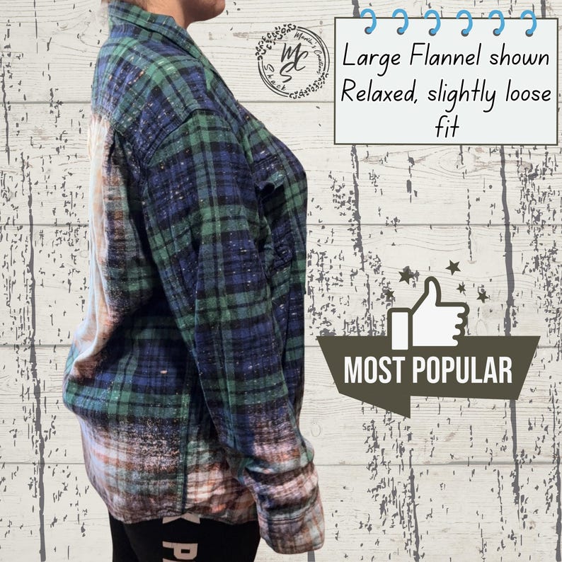 Custom Bleached Distressed Flannel Shirt: Unisex Vintage Style, Personalized Back image 14