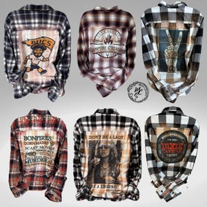 Custom Bleached Distressed Flannel Shirt: Unisex Vintage Style, Personalized Back image 6