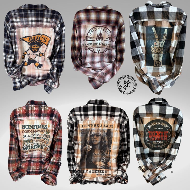 Custom Bleached Distressed Flannel Shirt: Unisex Vintage Style, Personalized Back image 6