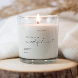 Maid of Honor Soy Candle: Minimalist Bridesmaid Proposal Gift