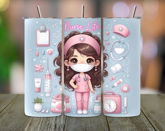 Nurse Life Tumbler Wrap PNG: 20oz Skinny Tumbler Sublimation (Digital Download)