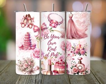 Coquette Bow Tumbler Wrap, rosa Ästhetik PNG (digitaler Download)