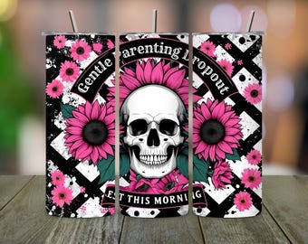 Gentle Parenting Dropout Tumbler Wrap: Sarcastic Mom Skeleton PNG Design