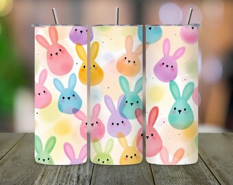 Envoltorio para vaso con diseño de conejitos de Pascua: Diseño de sublimación pastel (descarga digital)