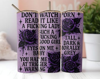 Spicy Romantasy Tumbler Wrap PNG: Morally Grey Book Lover Design (Digital Download)